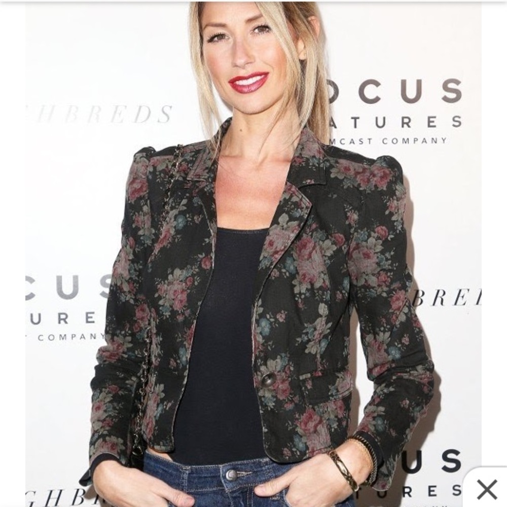 Free People Floral Black Blazer